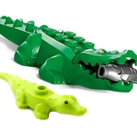 LEGO Crocodile, Baby Crocodile, and fish
