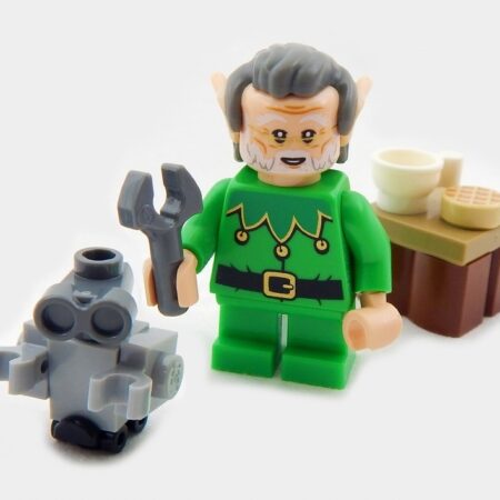 LEGO Sr. Elf Nicologg Bricklesnick with Robot, Cookie, Hot Cocoa, and More!
