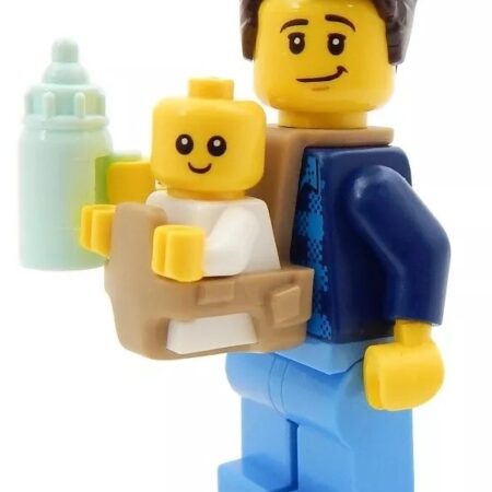 LEGO Dad with Baby, Carrier, and bottle