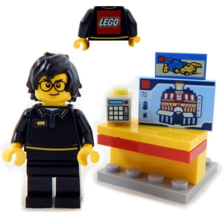 LEGO Store Employee "Brock" with checkout register and LEGO sets