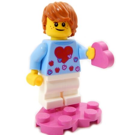 LEGO Bashful Brad Minifig with a heart on a heart