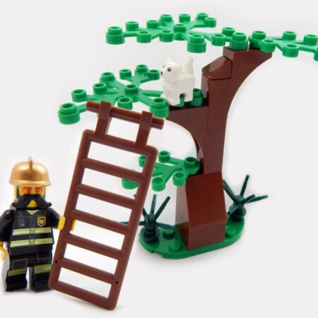 LEGO Fireman rescuing a Cat in a Tree