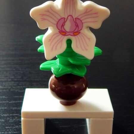 LEGO Orchid in a pot on a table