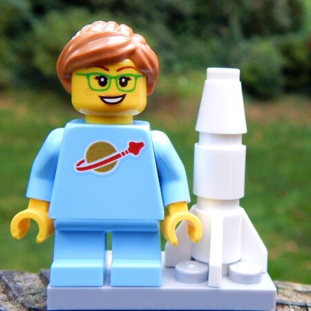 LEGO Space Enthusiast Girl Minifig with rocket