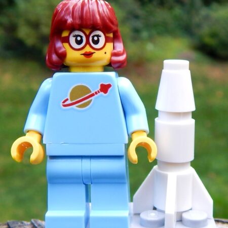 LEGO Space Enthusiast Mom Minifig with rocket