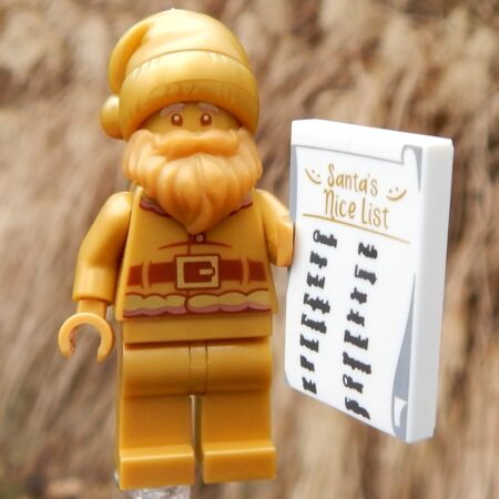 Gold LEGO Santa Claus with Nice List