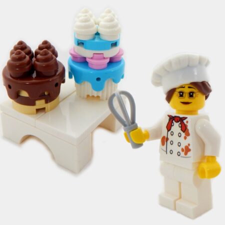 LEGO Cake Chef with her Masterpieces