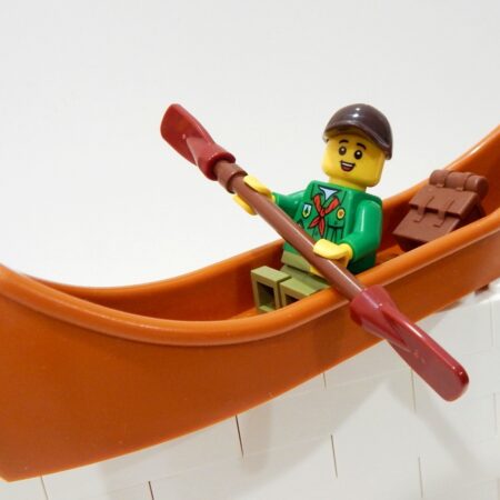 LEGO Boy Scout in a Rare Canoe